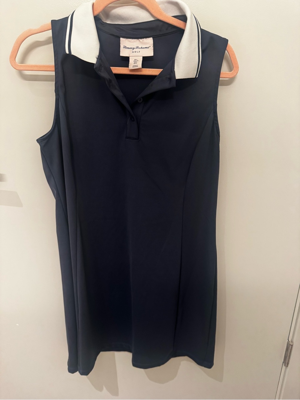 Tommy Bahama Golf Navy Sleeveless Polo Dress with White Collar